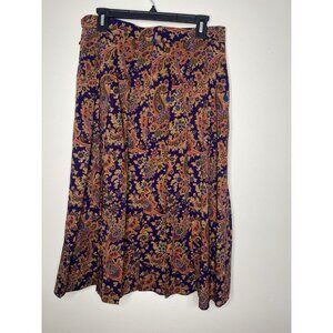 Geiger Skirt 42 Purple Brown Paisley Wool Pleated Dark Acadamia Midi Austria